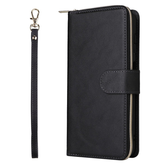 For Samsung Galaxy S25 5G 9-Card Slots Zipper Wallet Bag Leather Phone Case(Black)