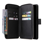For Samsung Galaxy S25 5G 9-Card Slots Zipper Wallet Bag Leather Phone Case(Black)