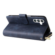 For Samsung Galaxy S25+ 5G 9-Card Slots Zipper Wallet Bag Leather Phone Case(Blue)