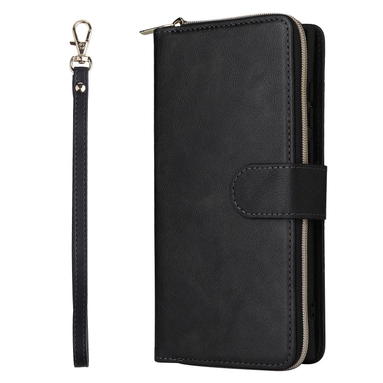 For Samsung Galaxy S25 Ultra 5G 9-Card Slots Zipper Wallet Bag Leather Phone Case(Black)
