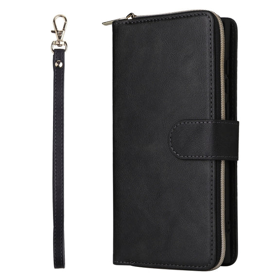 For Samsung Galaxy S25 Ultra 5G 9-Card Slots Zipper Wallet Bag Leather Phone Case(Black)