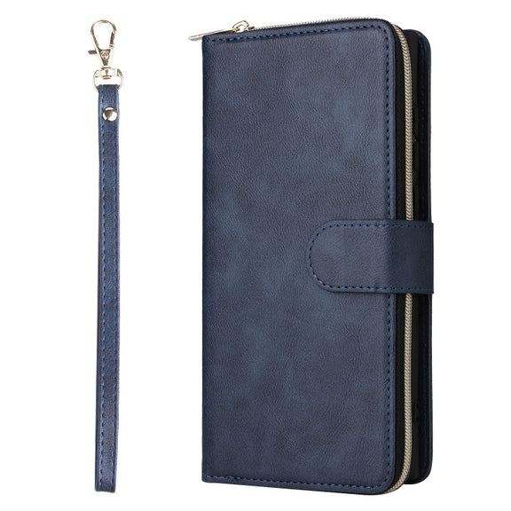 For Samsung Galaxy S25 Ultra 5G 9-Card Slots Zipper Wallet Bag Leather Phone Case(Blue)