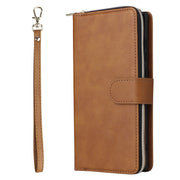 For Samsung Galaxy S25 Ultra 5G 9-Card Slots Zipper Wallet Bag Leather Phone Case(Brown)