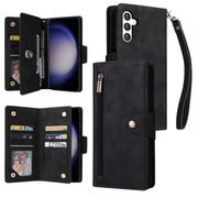 For Samsung Galaxy S25 5G Rivet Buckle 9 Cards Three Fold Leather Phone Case(Black)