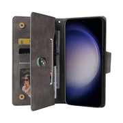 For Samsung Galaxy S25 5G Rivet Buckle 9 Cards Three Fold Leather Phone Case(Grey)