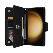 For Samsung Galaxy S25+ 5G Rivet Buckle 9 Cards Three Fold Leather Phone Case(Black)