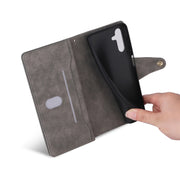 For Samsung Galaxy S25+ 5G Rivet Buckle 9 Cards Three Fold Leather Phone Case(Grey)