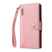 For Samsung Galaxy S25 Ultra 5G Rivet Buckle 9 Cards Three Fold Leather Phone Case(Rose Gold)
