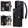 For Samsung Galaxy S25 Ultra 5G Rivet Buckle 9 Cards Three Fold Leather Phone Case(Black) - Galaxy S25 Ultra 5G Cases by PMC Jewellery | Online Shopping South Africa | PMC Jewellery | Buy Now Pay Later Mobicred