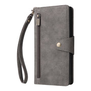 For Samsung Galaxy S25 Ultra 5G Rivet Buckle 9 Cards Three Fold Leather Phone Case(Grey)