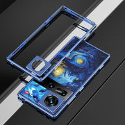 For ZTE nubia Z70 Ultra Aurora Series Lens Protector + Metal Frame Phone Case(Blue Silver)