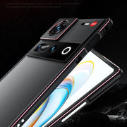 For ZTE nubia Z70 Ultra Aurora Series Lens Protector + Metal Frame Phone Case(Blue Silver)