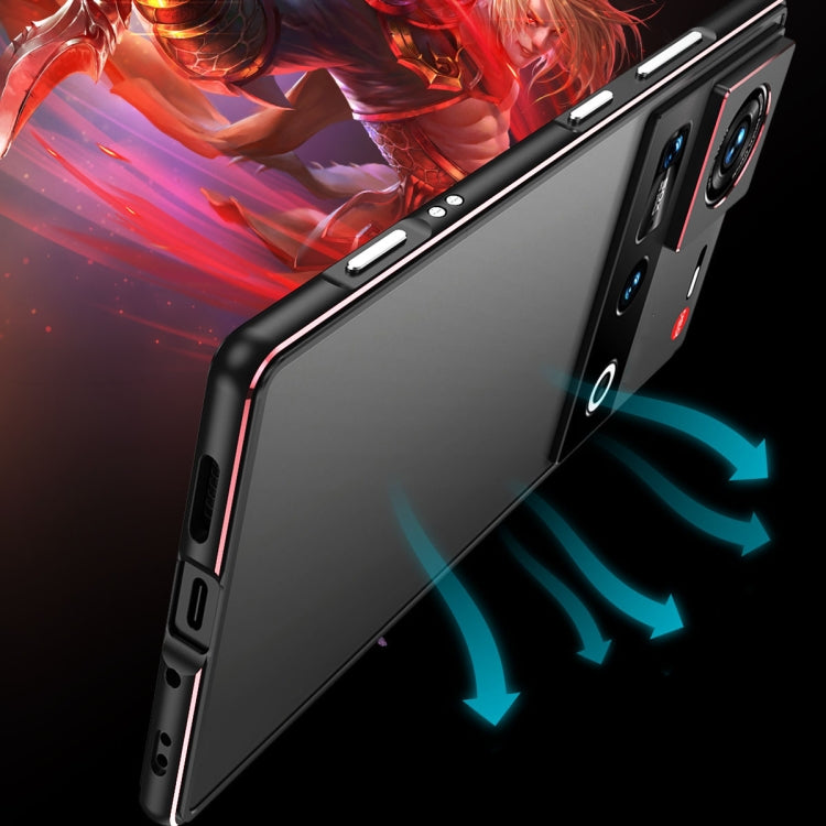 For ZTE nubia Z70 Ultra Aurora Series Lens Protector + Metal Frame Phone Case(Blue Silver)