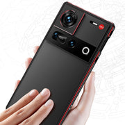 For ZTE nubia Z70 Ultra Aurora Series Lens Protector + Metal Frame Phone Case(Blue Silver)