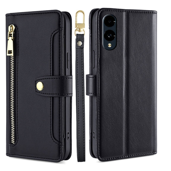For Fujitsu Arrows We2 Sheep Texture Cross-body Zipper Wallet Leather Phone Case(Black)