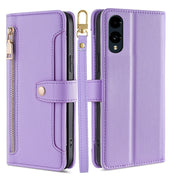 For Fujitsu Arrows We2 Sheep Texture Cross-body Zipper Wallet Leather Phone Case(Purple)