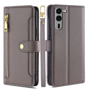 For Fujitsu Arrows We2 Plus Sheep Texture Cross-body Zipper Wallet Leather Phone Case(Grey)