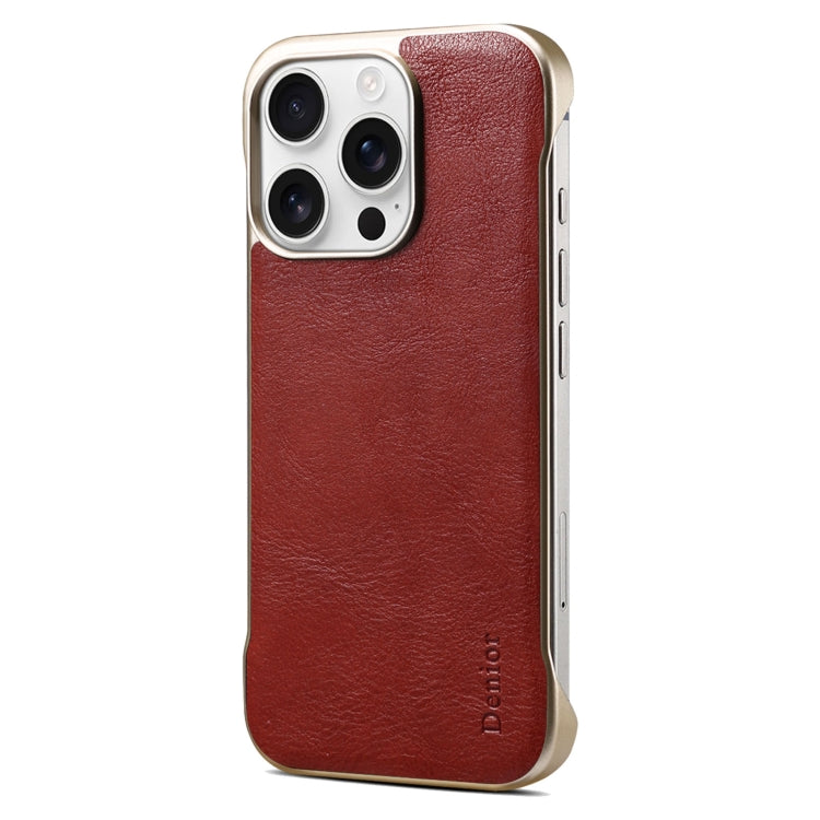 For iPhone 16 Pro Max Denior MagSafe Genuine Leather Calf Texture  Phone Case(Red)