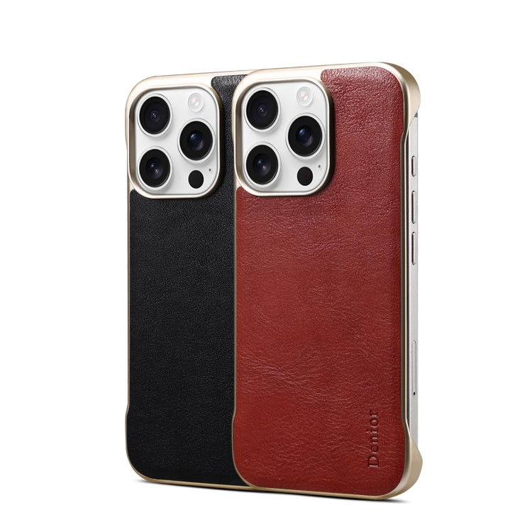 For iPhone 16 Pro Denior MagSafe Genuine Leather Calf Texture  Phone Case(Red)
