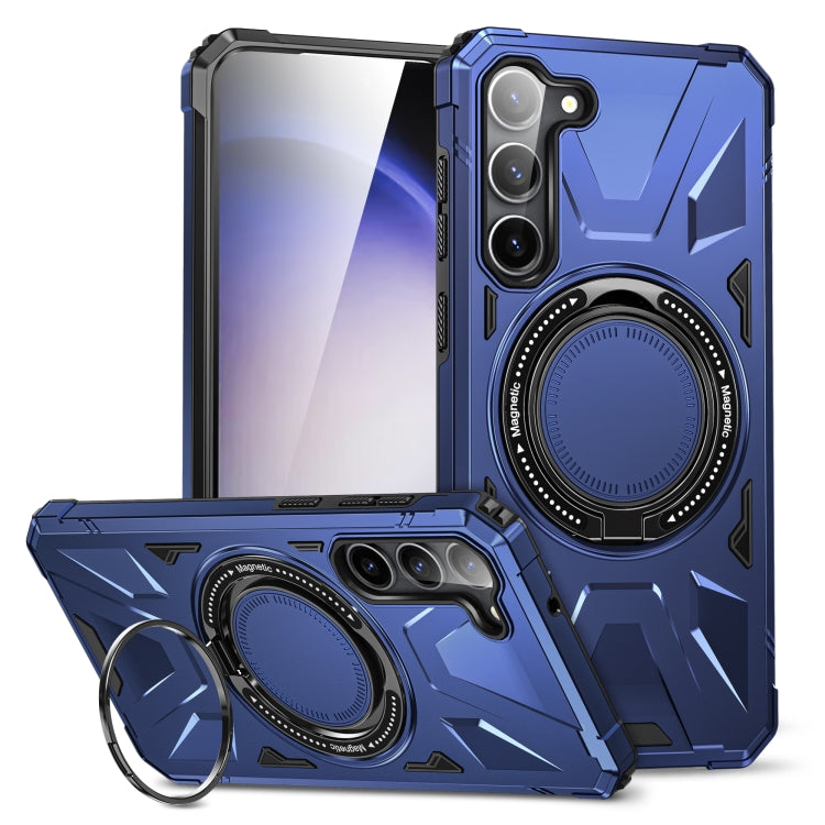 For Samsung Galaxy S25 5G MagSafe Magnetic Shockproof Phone Case with Ring Holder(Navy Blue)