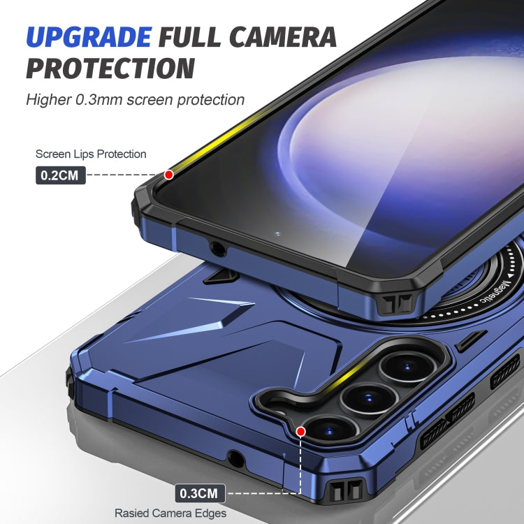 For Samsung Galaxy S25 5G MagSafe Magnetic Shockproof Phone Case with Ring Holder(Navy Blue)