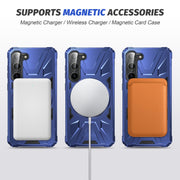 For Samsung Galaxy S25 5G MagSafe Magnetic Shockproof Phone Case with Ring Holder(Navy Blue)