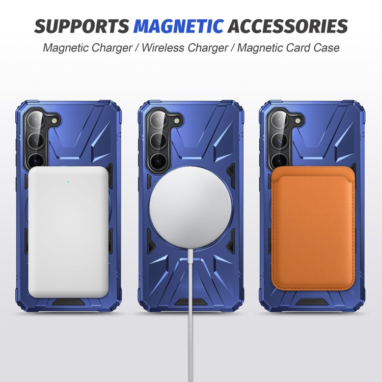 For Samsung Galaxy S25 5G MagSafe Magnetic Shockproof Phone Case with Ring Holder(Navy Blue)