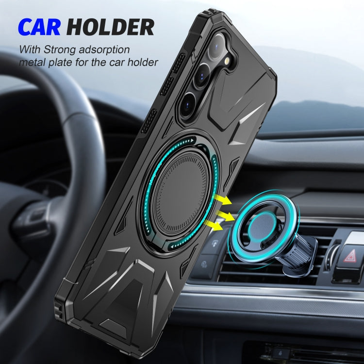 For Samsung Galaxy S25 5G MagSafe Magnetic Shockproof Phone Case with Ring Holder(Black)