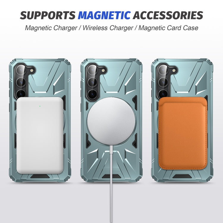 For Samsung Galaxy S25 5G MagSafe Magnetic Shockproof Phone Case with Ring Holder(Green)