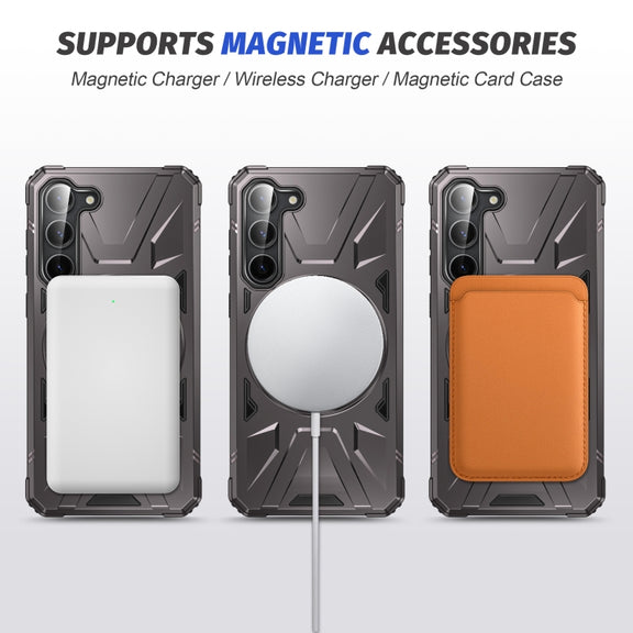 For Samsung Galaxy S25 5G MagSafe Magnetic Shockproof Phone Case with Ring Holder(Dark Grey)