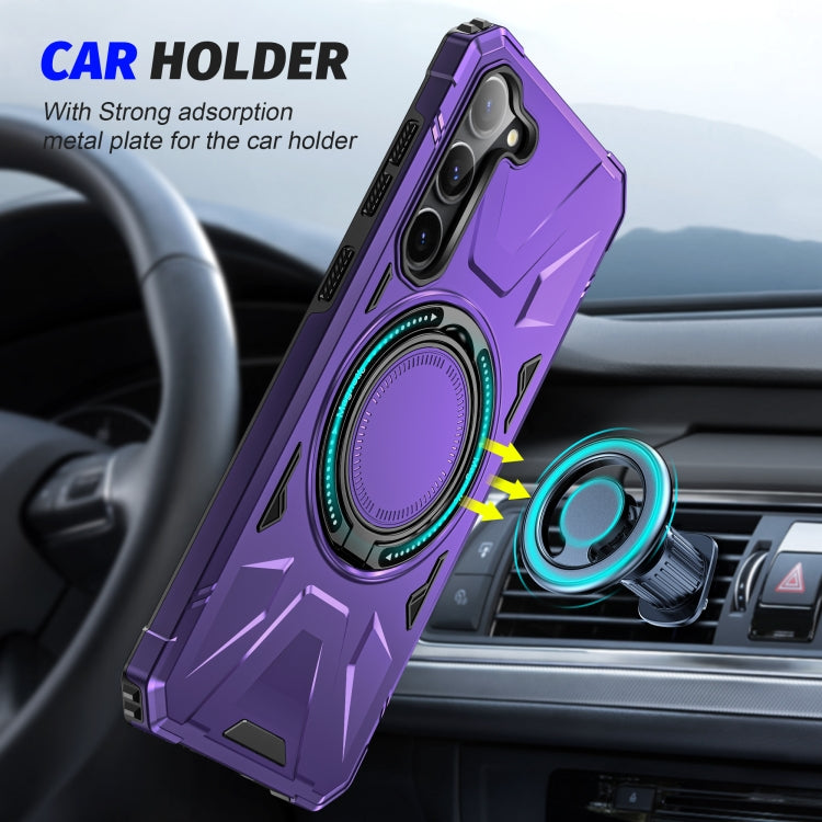 For Samsung Galaxy S25 5G MagSafe Magnetic Shockproof Phone Case with Ring Holder(Purple)