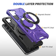 For Samsung Galaxy S25 5G MagSafe Magnetic Shockproof Phone Case with Ring Holder(Purple)