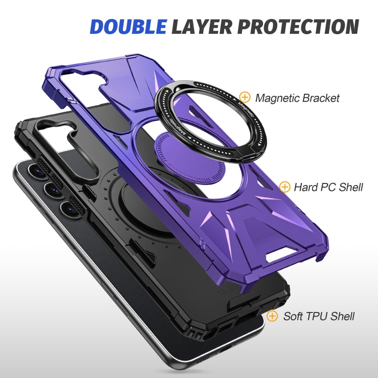 For Samsung Galaxy S25 5G MagSafe Magnetic Shockproof Phone Case with Ring Holder(Purple)