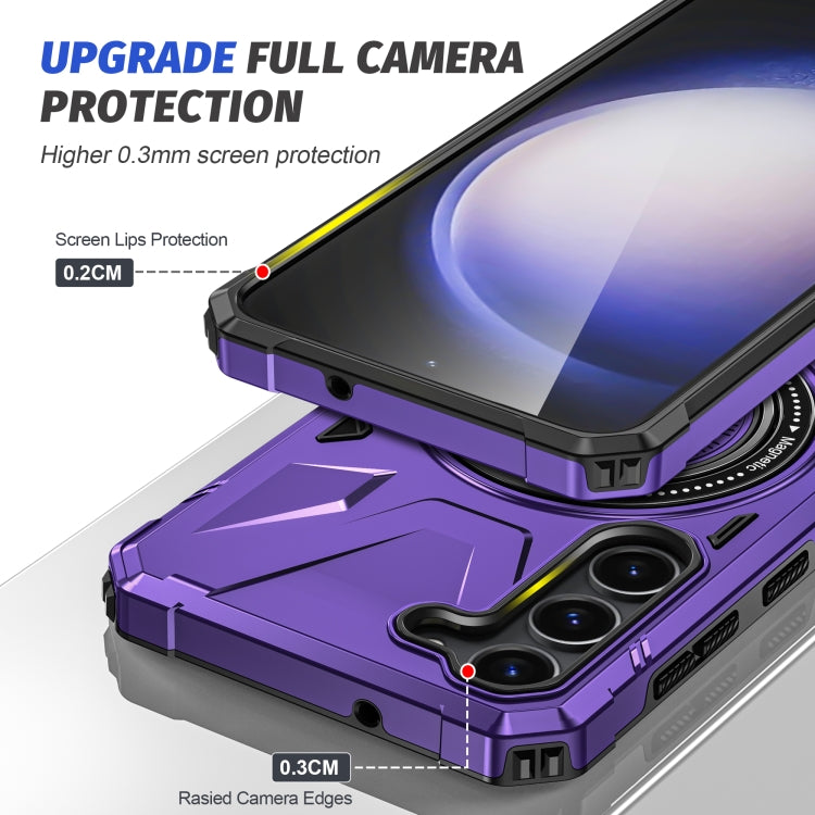 For Samsung Galaxy S25 5G MagSafe Magnetic Shockproof Phone Case with Ring Holder(Purple)
