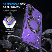 For Samsung Galaxy S25 5G MagSafe Magnetic Shockproof Phone Case with Ring Holder(Purple)