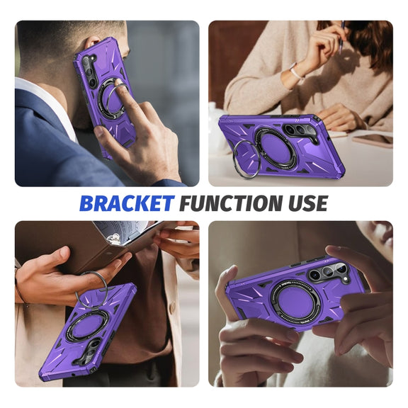 For Samsung Galaxy S25 5G MagSafe Magnetic Shockproof Phone Case with Ring Holder(Purple)
