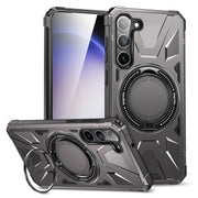 For Samsung Galaxy S25+ 5G MagSafe Magnetic Shockproof Phone Case with Ring Holder(Dark Grey)