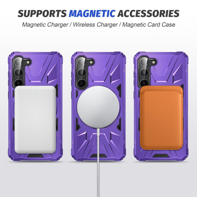 For Samsung Galaxy S25+ 5G MagSafe Magnetic Shockproof Phone Case with Ring Holder(Purple)