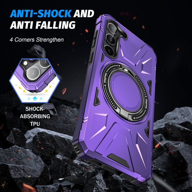 For Samsung Galaxy S25+ 5G MagSafe Magnetic Shockproof Phone Case with Ring Holder(Purple)