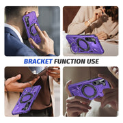 For Samsung Galaxy S25+ 5G MagSafe Magnetic Shockproof Phone Case with Ring Holder(Purple)