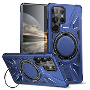 For Samsung Galaxy S25 Ultra 5G MagSafe Magnetic Shockproof Phone Case with Ring Holder(Navy Blue)