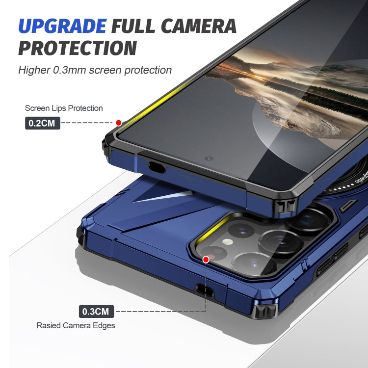 For Samsung Galaxy S25 Ultra 5G MagSafe Magnetic Shockproof Phone Case with Ring Holder(Navy Blue)
