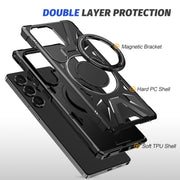 For Samsung Galaxy S25 Ultra 5G MagSafe Magnetic Shockproof Phone Case with Ring Holder(Black)