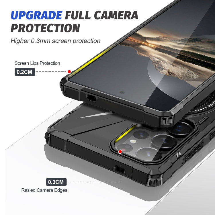 For Samsung Galaxy S25 Ultra 5G MagSafe Magnetic Shockproof Phone Case with Ring Holder(Black)