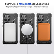 For Samsung Galaxy S25 Ultra 5G MagSafe Magnetic Shockproof Phone Case with Ring Holder(Black)