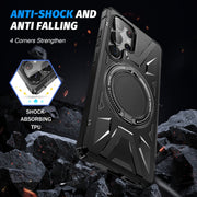 For Samsung Galaxy S25 Ultra 5G MagSafe Magnetic Shockproof Phone Case with Ring Holder(Black)