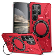 For Samsung Galaxy S25 Ultra 5G MagSafe Magnetic Shockproof Phone Case with Ring Holder(Red)