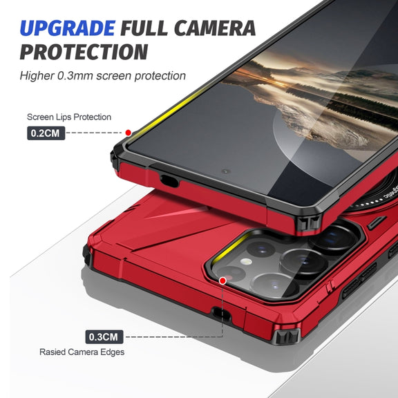 For Samsung Galaxy S25 Ultra 5G MagSafe Magnetic Shockproof Phone Case with Ring Holder(Red)