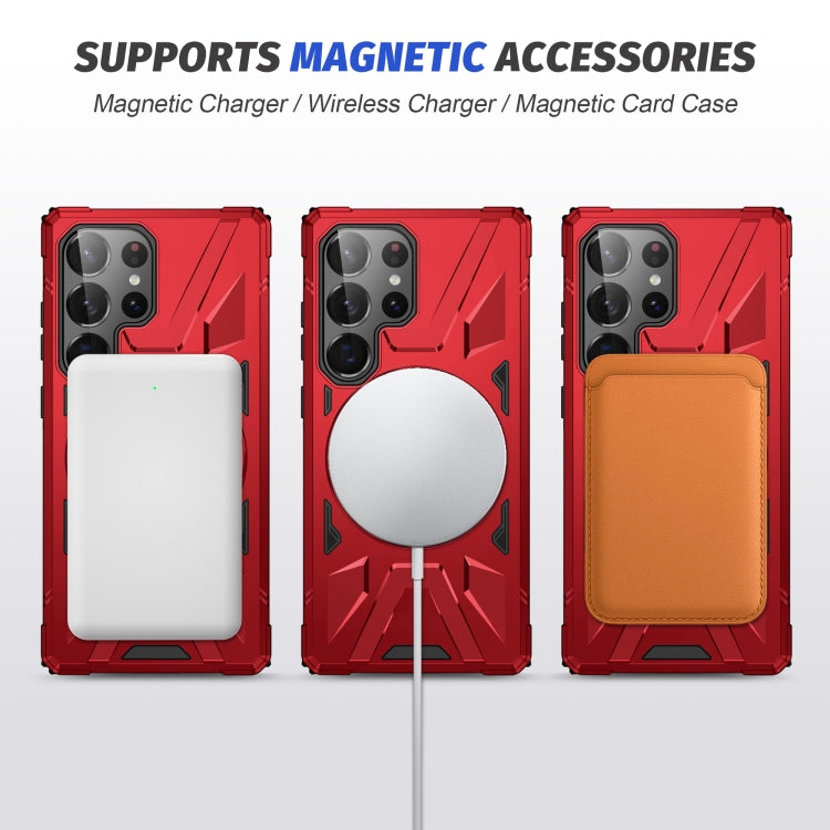 For Samsung Galaxy S25 Ultra 5G MagSafe Magnetic Shockproof Phone Case with Ring Holder(Red)