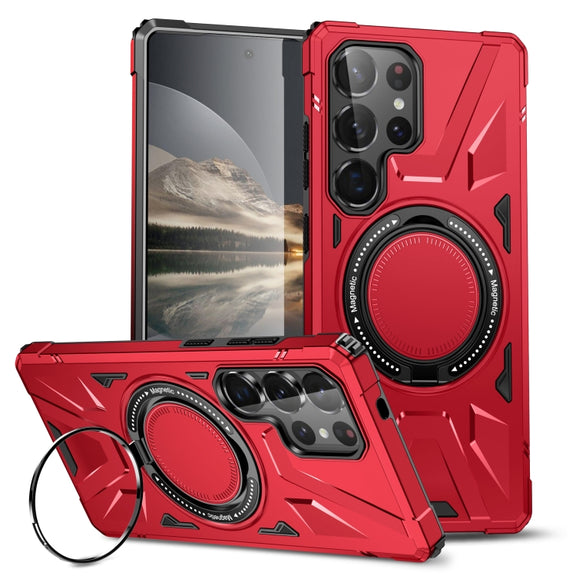 For Samsung Galaxy S25 Ultra 5G MagSafe Magnetic Shockproof Phone Case with Ring Holder(Red)